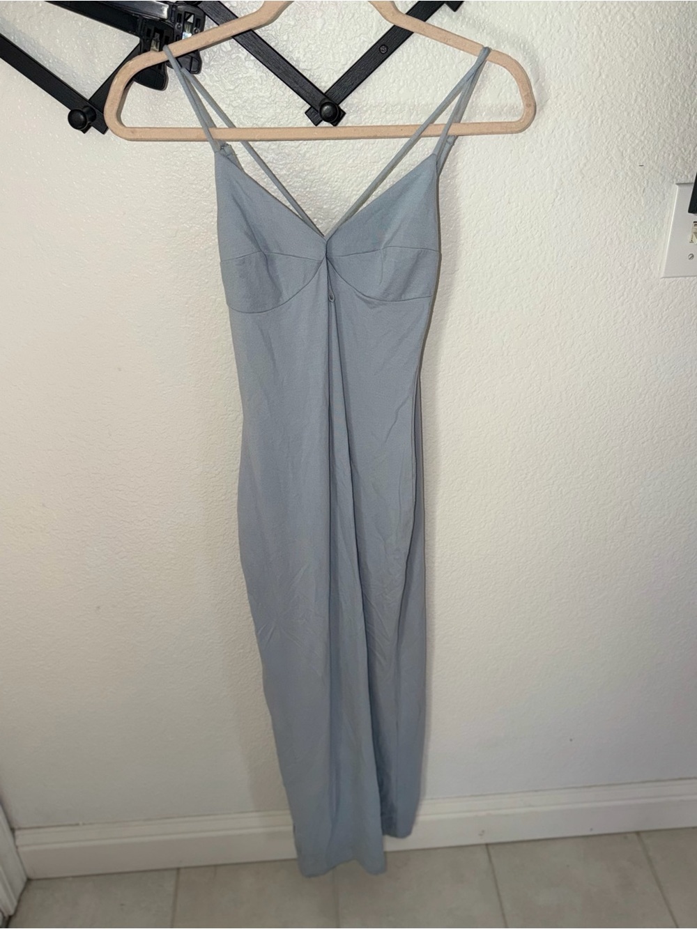 Reformation Blue Gray Dress Small V Neck Adjustable Spaghetti Strap - Picture 2 of 4